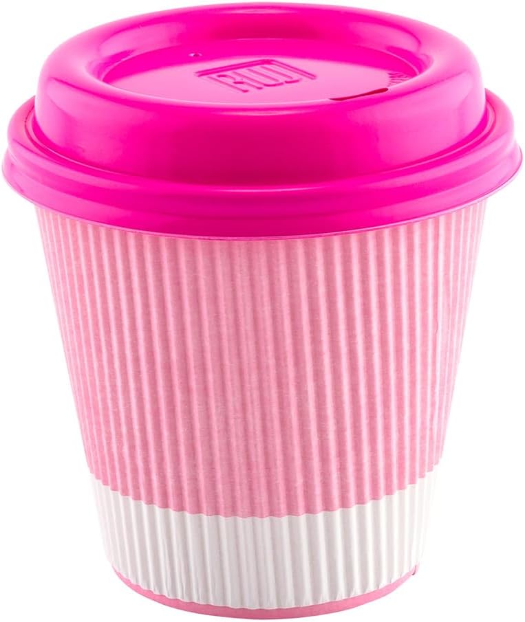 Vasos de café de papel aislado de pared corrugada, Rosado pastel