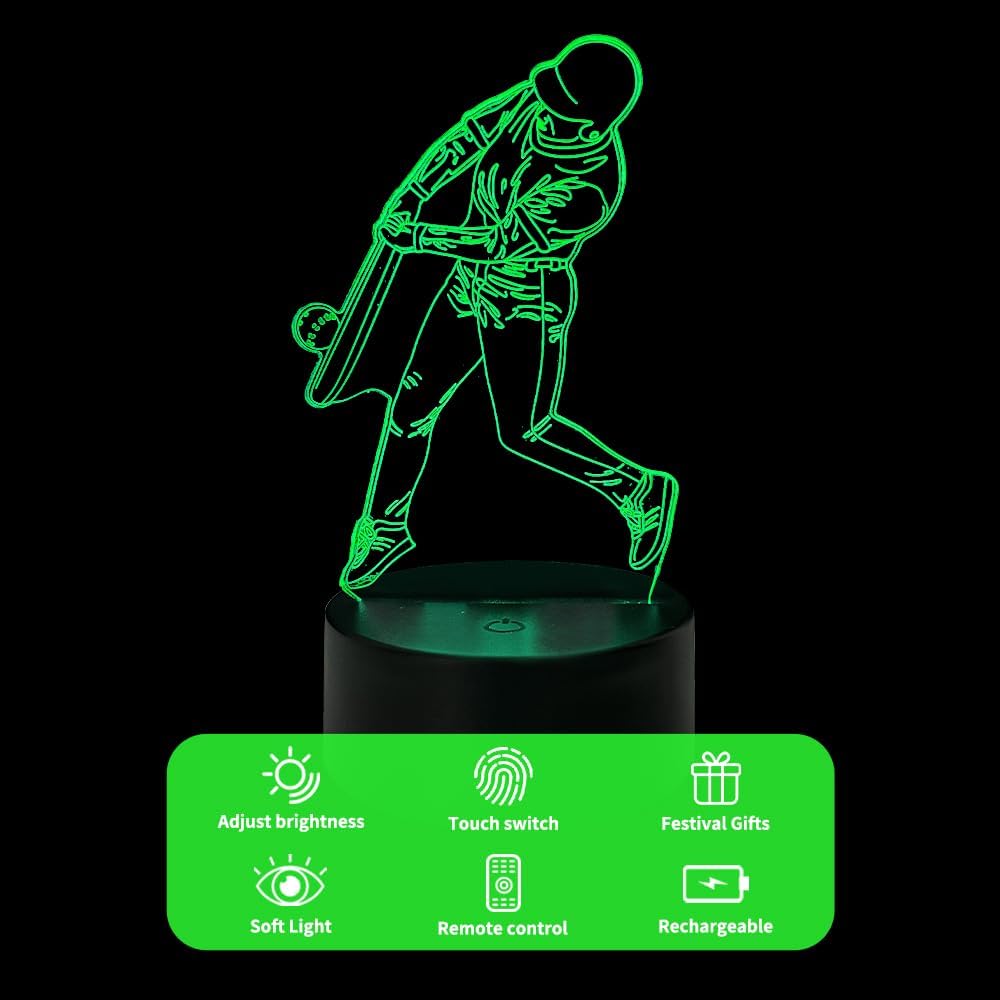 Luz nocturna de béisbol con ilusión 3D para niños, 7 colores cambiantes USB alimentada con interruptor táctil o control remoto, juguetes regalos de