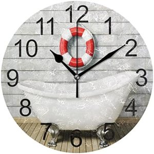 ZOEO Reloj de pared para bañera, de madera, vintage, de 10 pulgadas, redondo, silencioso, sin tictac, funciona con pilas, decoración de cuarzo para ZOEO Reloj de pared para bañera, de madera, vintage, de 10 pulgadas, redondo, silencioso, sin tictac, funciona con pilas, decoración de cuarzo para