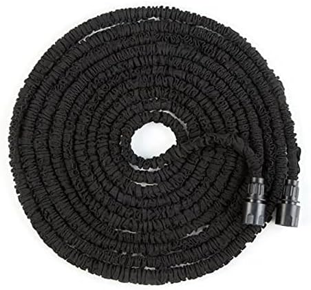Manguera de jardín retráctil de alta presión para lavado de coche, riego de 25 pies a 200 pies (negro) (color manguera negra, longitud 150 pies)