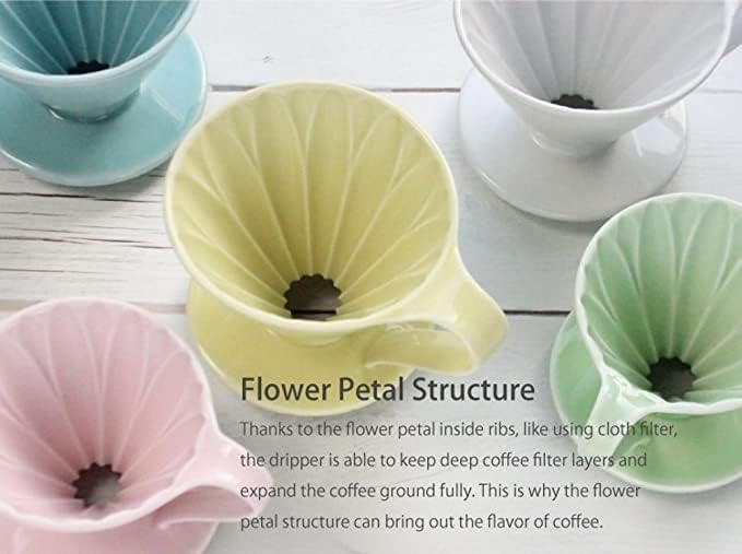 5 hermosos colores verter sobre el gotero de café de Sanyo Sangyo Cerámica de porcelana de 1 a 4 tazas  Cafetera de goteo única para café de filtro