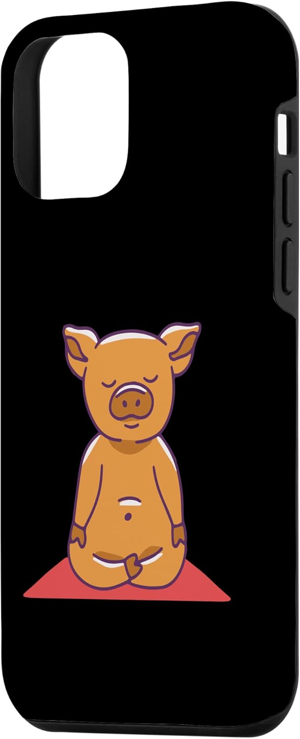 Funda divertida para iPhone 12 mini cerdo de yoga