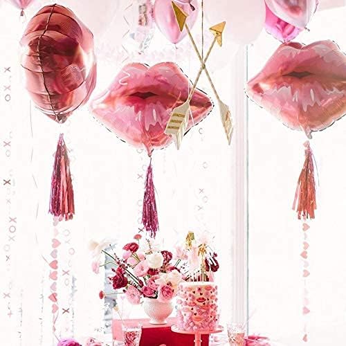 8 globos de aluminio con forma de labios de beso, globos románticos de Mylar para el día de San Valentín, boda, proponer decoración de compromiso