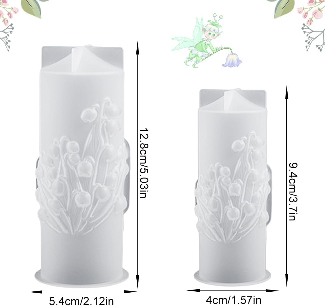 2 moldes de silicona para velas, cilindros con flores, moldes de resina de silicona de cristal para fundición de resina epoxi UV, manualidades,