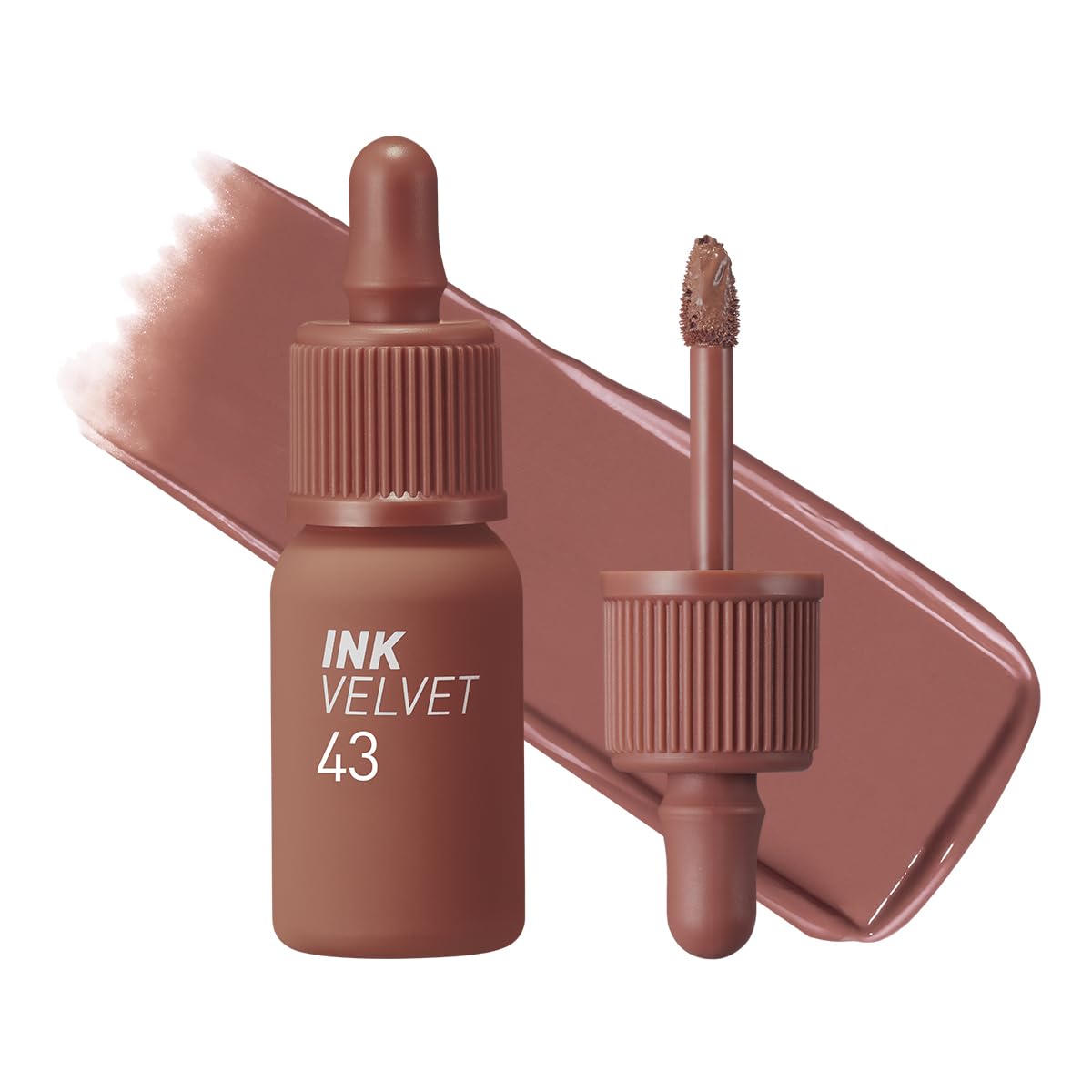 Peripera Ink the Velvet Lip Tint – Color de alto pigmento, duradero, ligero, no probado en animales, sin gluten, sin parabenos (043 CAFFEINE NUDE)