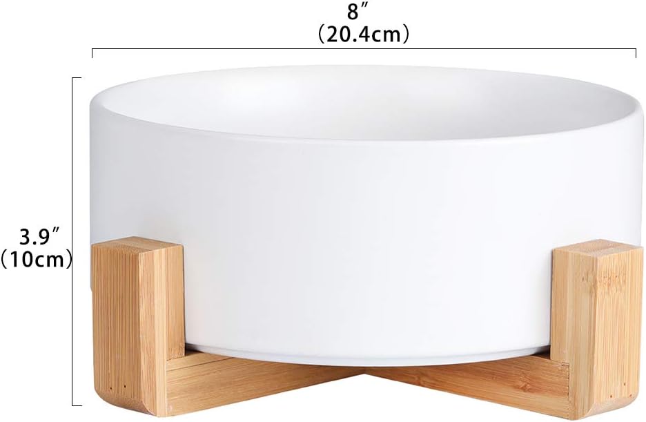 Cuenco de cerámica para perros  Cuencos para gatos y perros con soporte de madera antideslizante  Plato para mascotas antiderrames para alimentos y