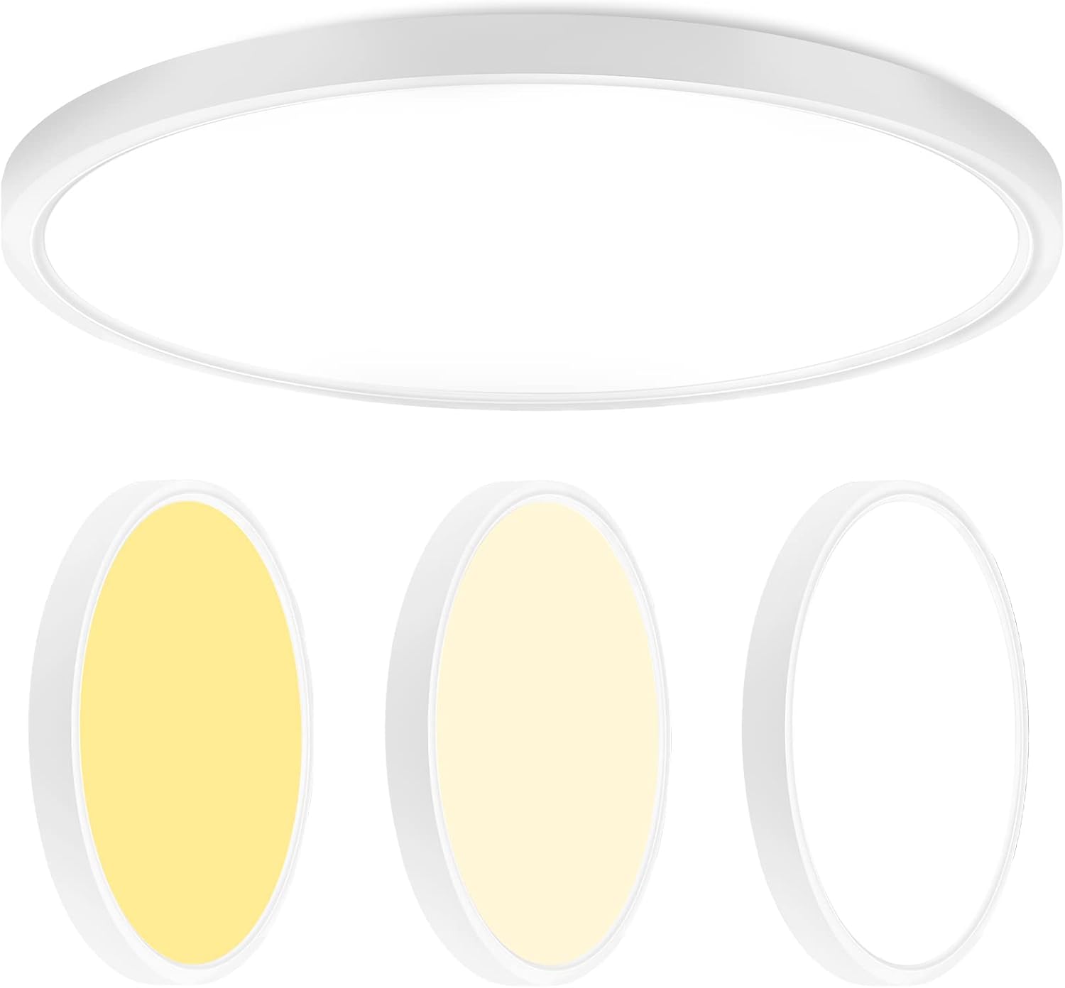 Paquete de 4 luces de techo regulables de montaje empotrado, 12 pulgadas, 3 temperaturas de color seleccionables, 20 W, redondo, blanco, ETL