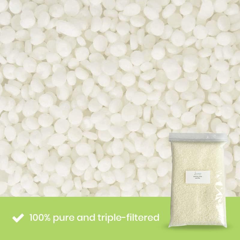 Soapeauty Pastillas de cera de abeja blanca 100% natural de 12 onzas, bálsamo labial orgánico, cuidado de la piel, cuidado del cabello y para el