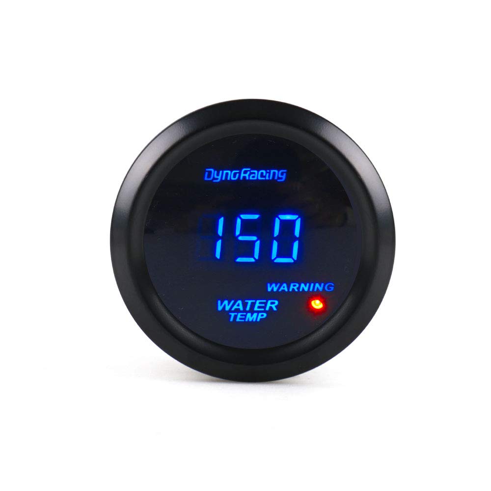 Dynoracing – Medidor digital de temperatura de agua LED azul de 2 pulgadas, 2.047 in, 104.0-302.0 F con adaptador de sensor de tubería de