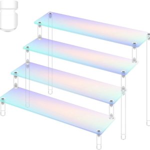 Estante elevador de exhibición de acrílico, iridiscente colorido soporte para cupcakes de 4 niveles con patas de arco, organizador de perfumes, Estante elevador de exhibición de acrílico, iridiscente colorido soporte para cupcakes de 4 niveles con patas de arco, organizador de perfumes,