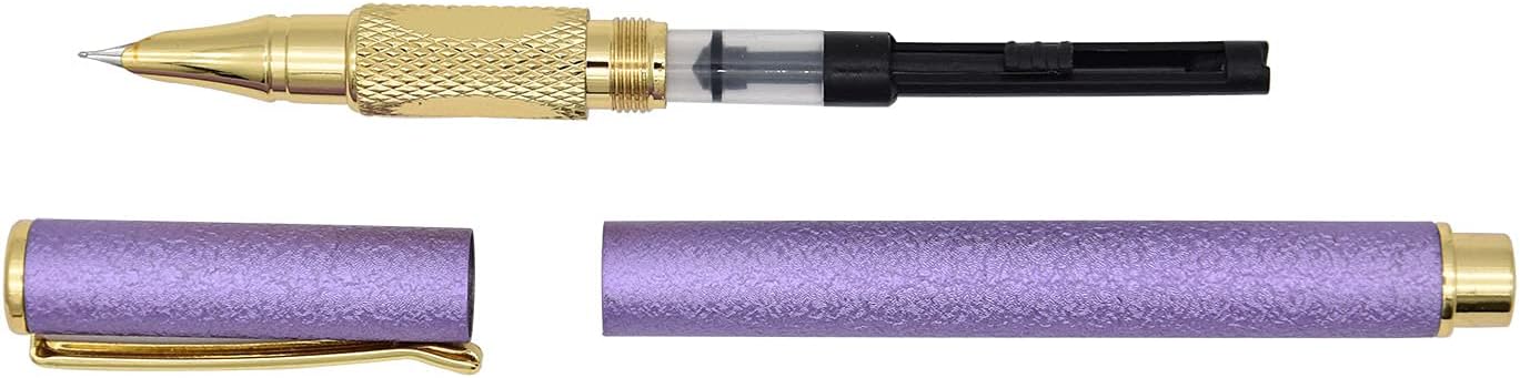 Gullor Pluma estilográfica extra ligera brillante de 3 piezas, punta fina con convertidor de tinta, multicolor A
