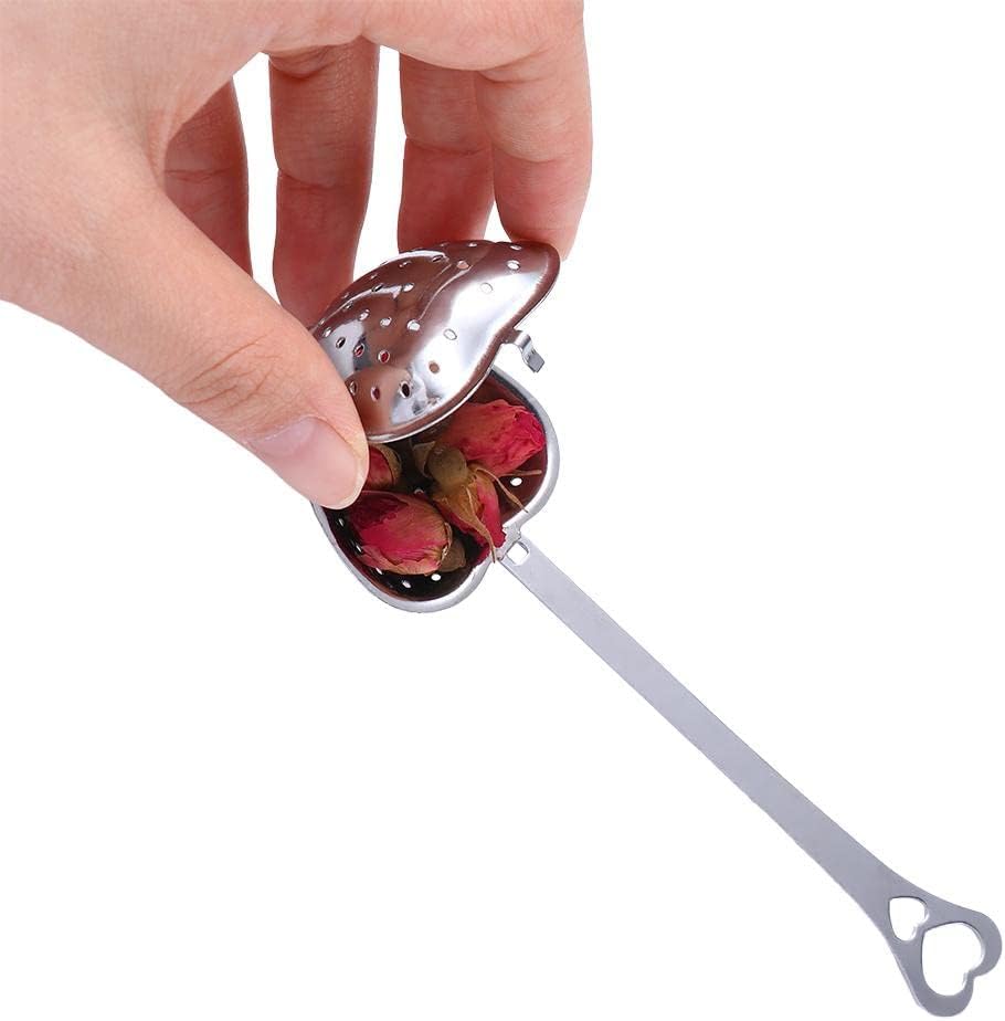 Coladores de té para té suelto, infusor de té, juego de filtros de té en forma de corazón, cuchara larga, tazas de cocina, difusor con asa, cuchara