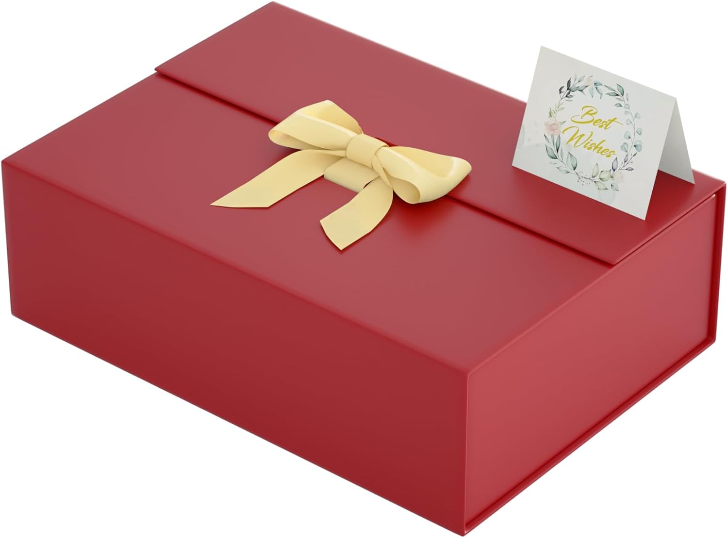 Caja de regalo con tapa de 13 x 9 x 4 pulgadas, caja de regalo de lujo con tarjeta de felicitación de cinta y cierre magnético, adecuada para bodas,