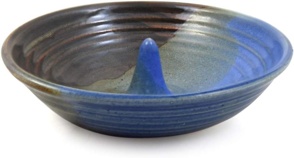 Olla de huevos de cerámica de cerámica hecha en Estados Unidos para microondas (azul junto al lago)