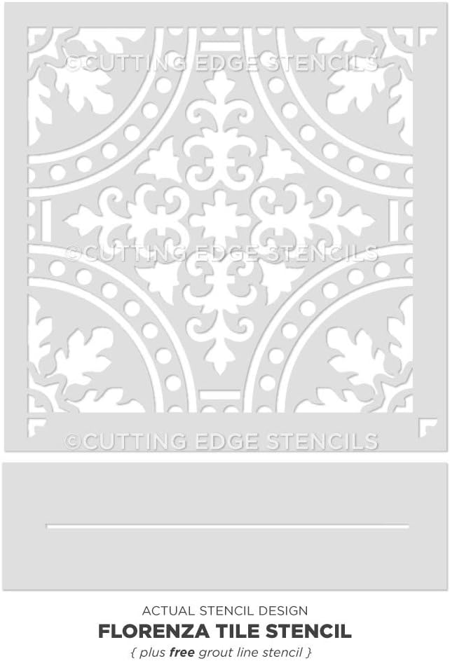 Florenza – Plantilla de azulejos de cemento, azulejos italianos sintéticos, plantillas reutilizables para decoración del hogar (extra grande)