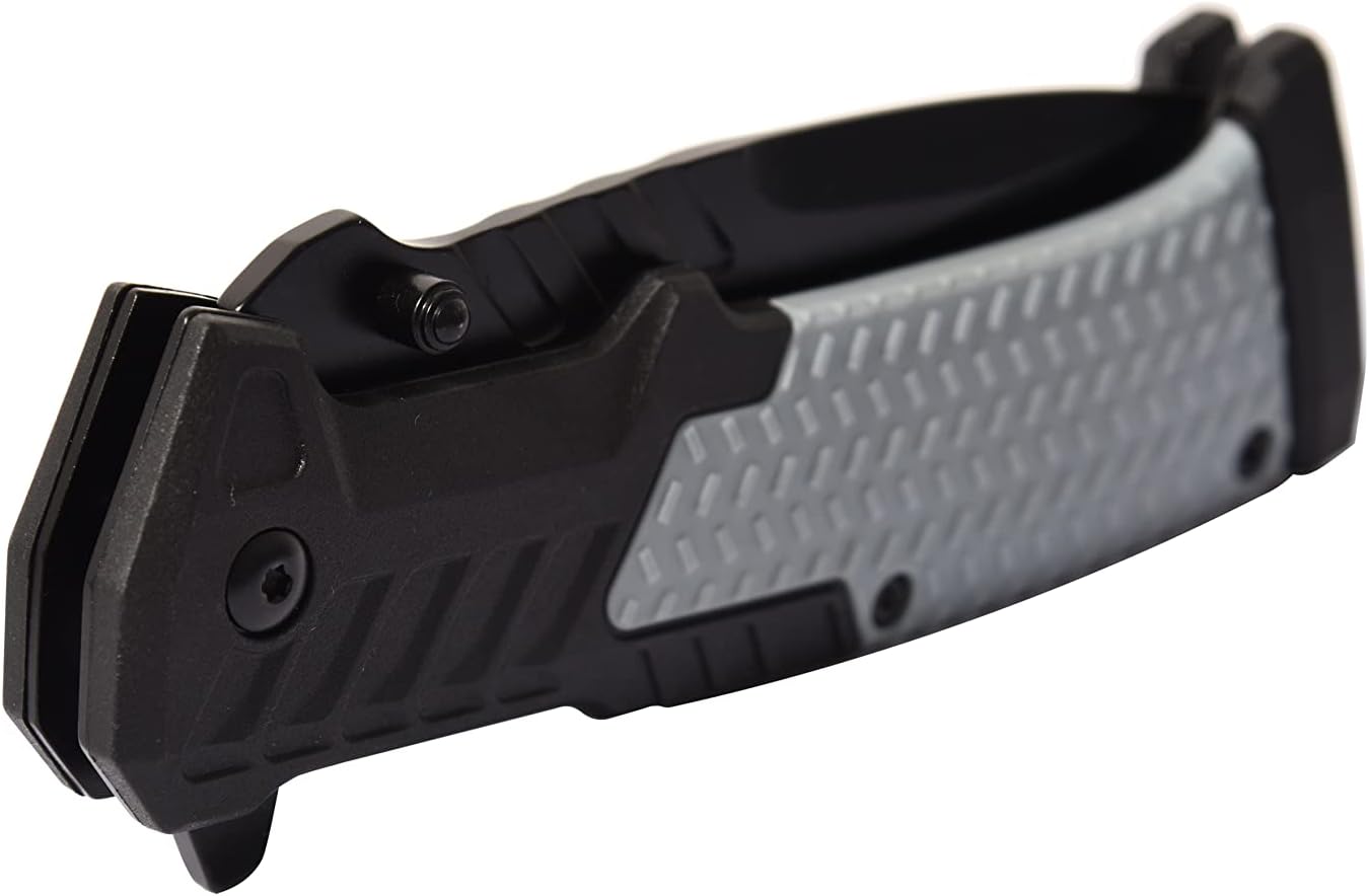 S-TEC Cuchillo plegable asistido de la serie Recon de 8.25 pulgadas con ABS y mango de goma, varios estilos y colores para elegir, (TS014 gris claro)