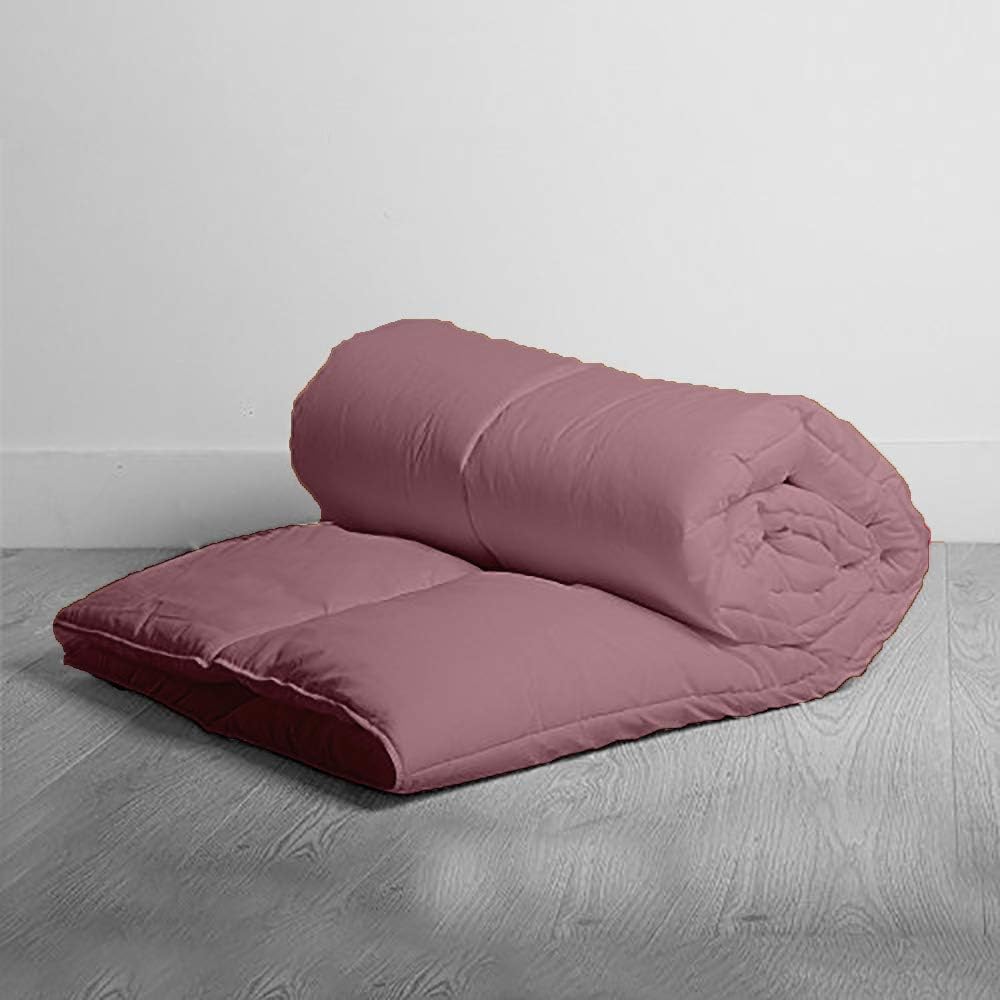 Edredón de relleno de microfibra de 200 GSM, súper suave, de alta calidad, 600 hilos, sólido, 100% algodón egipcio (rosa, individual XL)