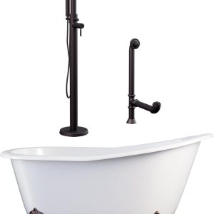 Bañera de arrabio de 61″ del deslizador de la garra del arrabio, paquete independiente de la fontanería del grifo del estilo moderno de la torre Bañera de arrabio de 61″ del deslizador de la garra del arrabio, paquete independiente de la fontanería del grifo del estilo moderno de la torre