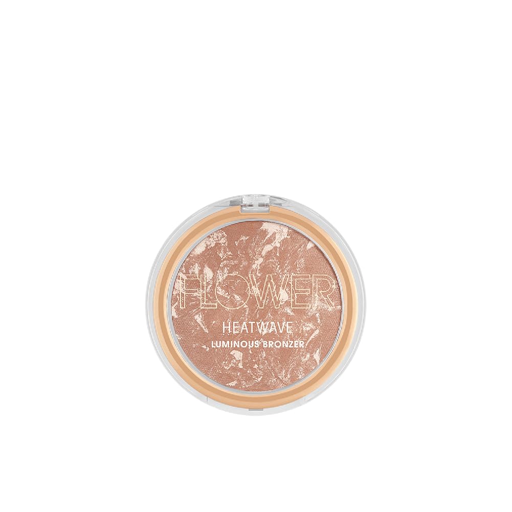 FLOWER Beauty Heatwave Luminous Bronzer – Maquillaje en polvo bronceador – Acabado luminoso cálido + piel bañada por el sol – Polvo brillante –