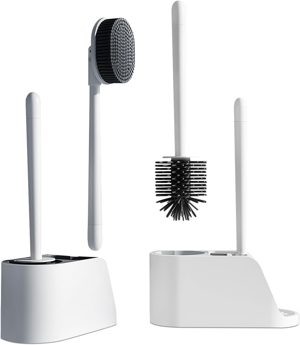 Combo de cepillo de inodoro de silicona y cepillo de limpieza giratorio para limpieza de baño, juego de cepillos de inodoro, cepillo limpiador de