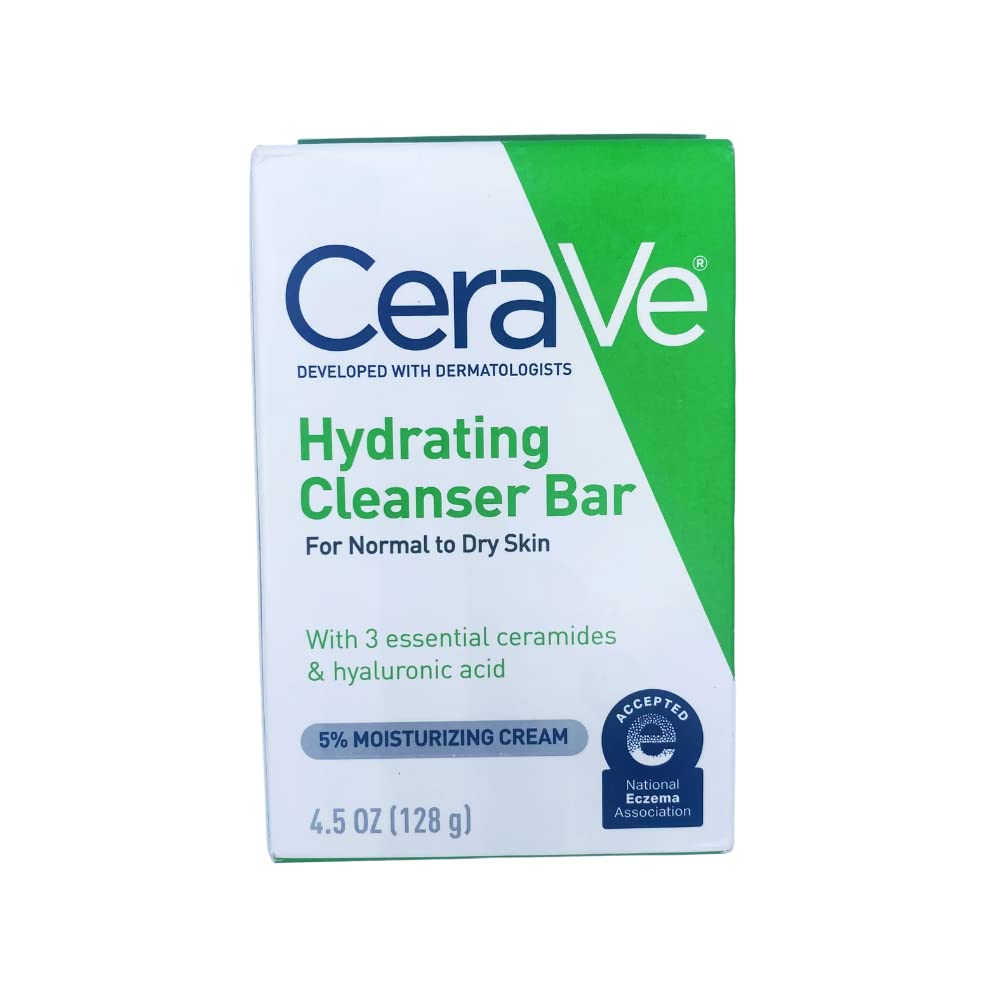 CeraVe SA – Barra limpiadora y barra limpiadora hidratante con jabón desechable florecible con 3 ceramidas esenciales, cuentas de jojoba y ácido