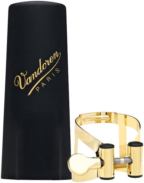 Vandoren Boquilla de saxofón alto de perfil SM913 ligadura AP3 y LC57DP MO y tapa de plástico para saxofón alto acabado dorado