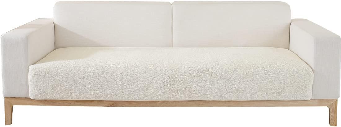 vctops Funda de sofá de forro polar Sherpa de color liso, mullida, suave, suave, cálida, antideslizante, protector de muebles para niños, mascotas