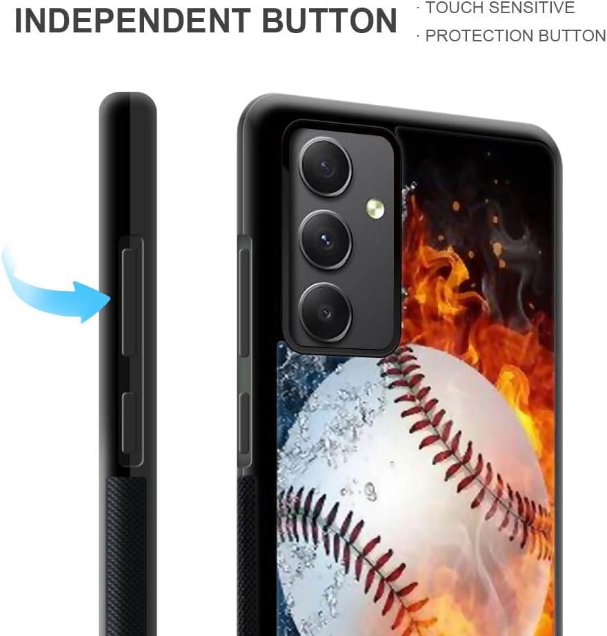 DJSOK Funda compatible con Samsung Galaxy A54 5G, diseño de patrón de lujo de béisbol en llamas para hombres, niños y niñas, de doble capa, a prueba
