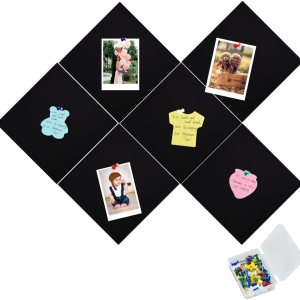 6 tiras de barra de corcho cuadrado negro con 35 pasadores, tiras autoadhesivas para tablón de anuncios, sin daños para la pared, tablero de fieltro 6 tiras de barra de corcho cuadrado negro con 35 pasadores, tiras autoadhesivas para tablón de anuncios, sin daños para la pared, tablero de fieltro