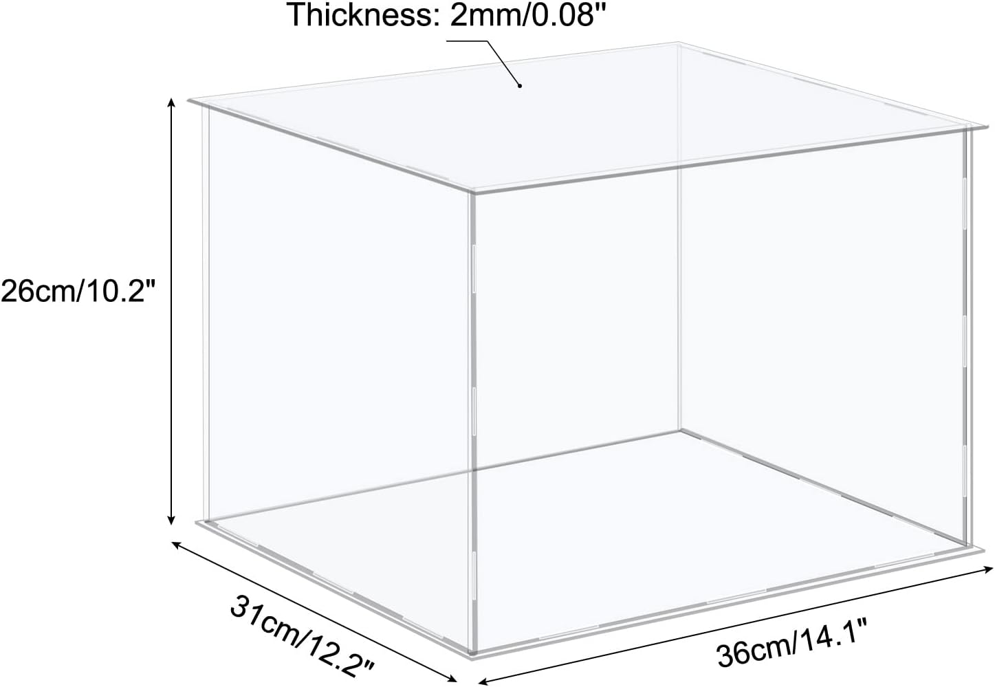 MECCANIXITY Vitrina de acrílico Caja de plástico Caja de almacenamiento de cubo transparente Ensamble escaparate de 14.1 x 12.2 x 10.2 pulgadas para