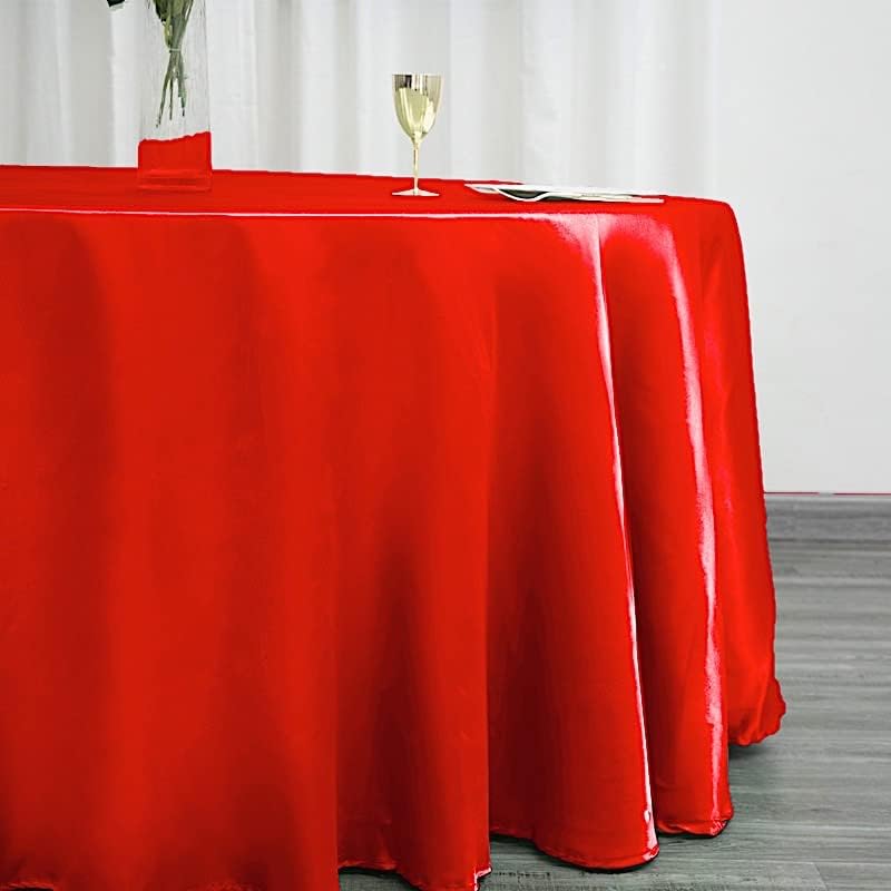 BalsaCircle Mantel redondo de satén rojo de 120 pulgadas para boda, fiesta, recepción, eventos, cocina, comedor