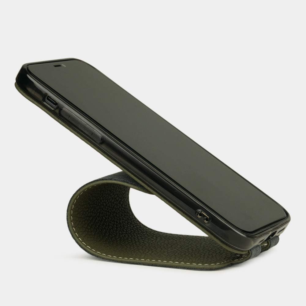Marcel Robert – Funda de piel tipo cartera para iPhone 12 y 12 PRO – Modelo patentado – Ultra fina – Fabricada en Francia –  Verde