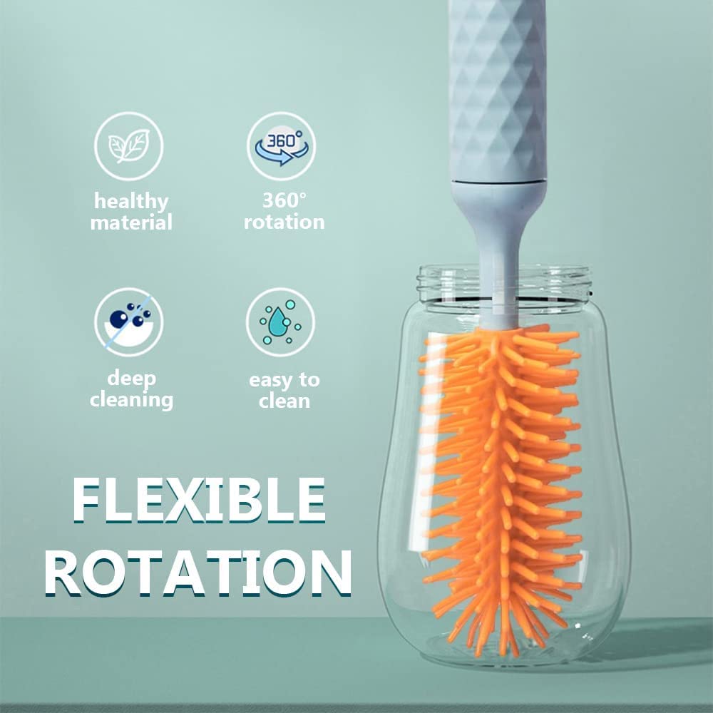 Cepillo eléctrico de silicona para botellas, cepillo eléctrico de limpieza de botellas de silicona para bebés, cepillo recargable para pezones,
