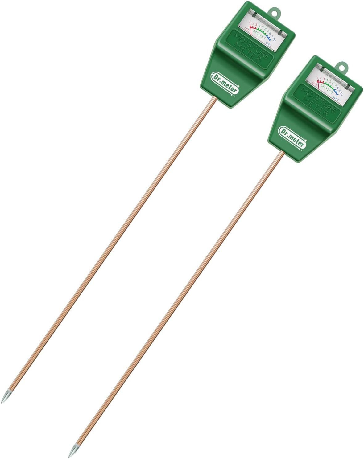 Medidor de humedad del suelo, paquete de 2 probadores de suelo de sonda larga higrómetro para plantas de interior, medidor de agua para plantas de
