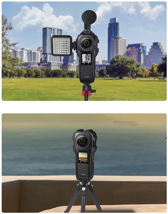 Marco de protección extendida para cámara Insta360 ONE RS 1 pulgada 360 Edition, agujero roscado de 14 con doble soporte de zapata fría, ultraligero