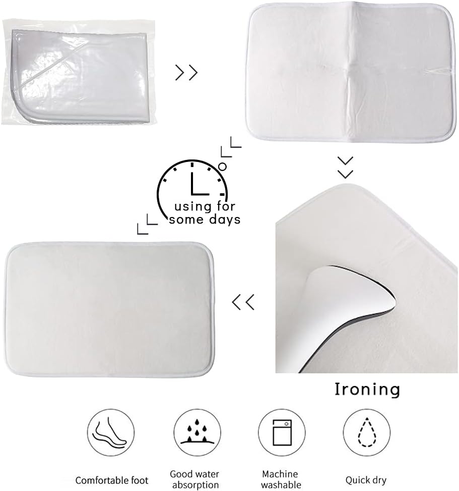 Tapete de baño con diseño de animales, un perro y un gato acostados juntos sobre el fondo blanco, imagen digital, color blanco y gris, bonita,