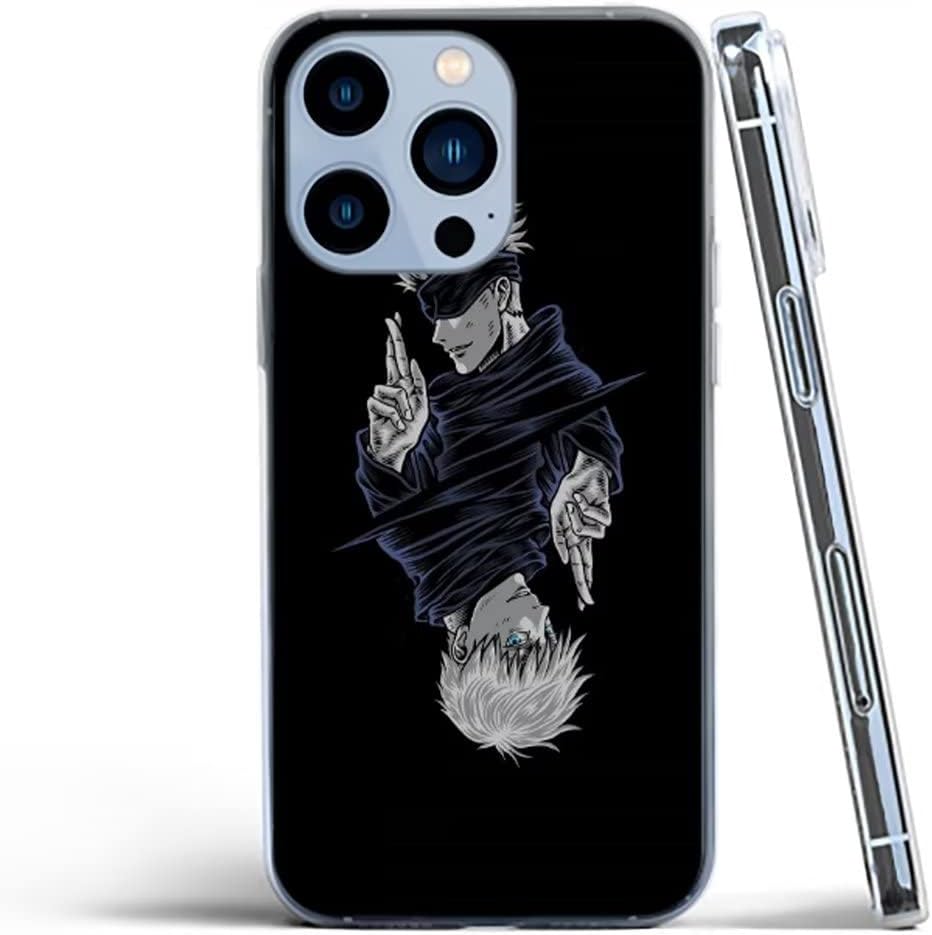 Japan Cool Satoru – Funda para teléfono compatible con iPhone 13 Mini, funda Gojo Anime de silicona Kaisen a prueba de golpes
