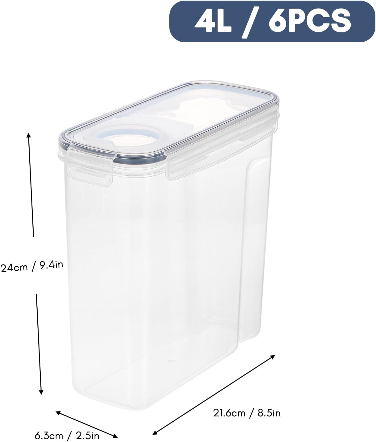 Moretoes Recipientes de cereales, 6 unidades de 4L 135 oz de plástico para despensa de cereales con cucharas medidoras, para harina, azúcar, arroz
