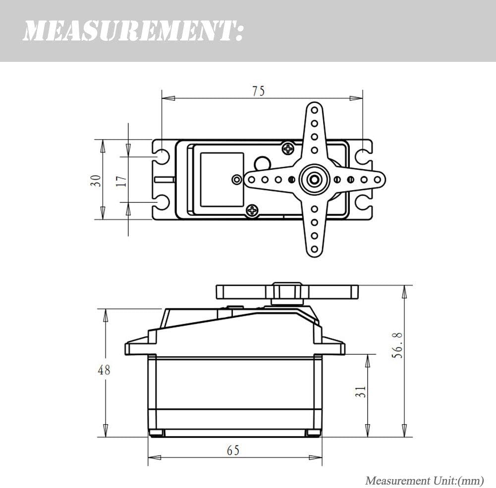 132.3 lbs Digital Servo 8.4V Engranaje De Acero Inoxidable De Alto Voltaje Gran Torque De Alta Velocidad Impermeable 15 Baja Servos – 180 Grados