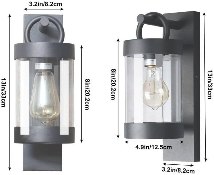 Lámparas de exterior del anochecer al amanecer para casa, E26 moderna luz exterior para porche, impermeable, linterna de montaje en pared para