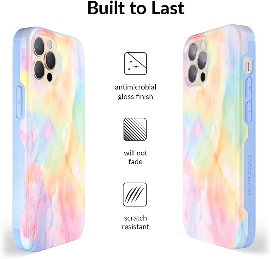 Velvet Caviar Funda diseñada para iPhone 13 Pro, teñido anudado pastel probada en caídas de 10 pies compatible con MagSafe – forro protector de