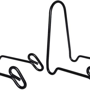 Artliving Paquete de 2 soportes de exhibición de caballete de hierro para exhibir cuencos medianos profundos, platos y platos profundos Artliving Paquete de 2 soportes de exhibición de caballete de hierro para exhibir cuencos medianos profundos, platos y platos profundos