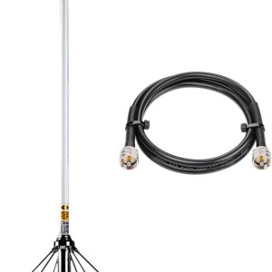 Antena base de radio de doble banda VHF UHF jamón para radio bidireccional Uniden Icom Yaesu Cobra Midland con cable de 32.8 ft PL259 Antena base de radio de doble banda VHF UHF jamón para radio bidireccional Uniden Icom Yaesu Cobra Midland con cable de 32.8 ft PL259