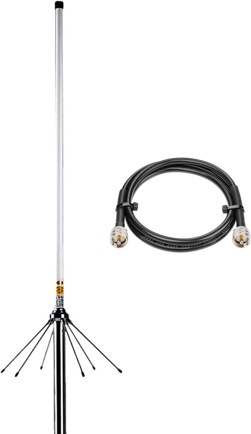 Antena base de radio de doble banda VHF UHF jamón para radio bidireccional Uniden Icom Yaesu Cobra Midland con cable de 32.8 ft PL259