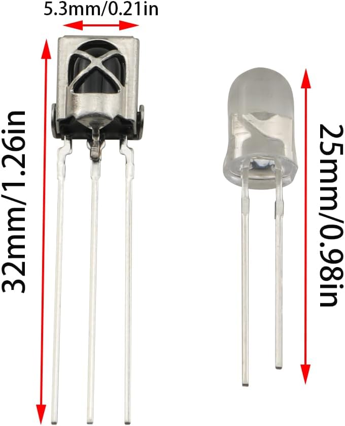 Ruiwaer 20 pares 0.197 in IR infrarrojo LED diodo emisor+receptor 940nm emisor receptor kit VS1838B 1838 sensor Ray visión nocturna lámpara