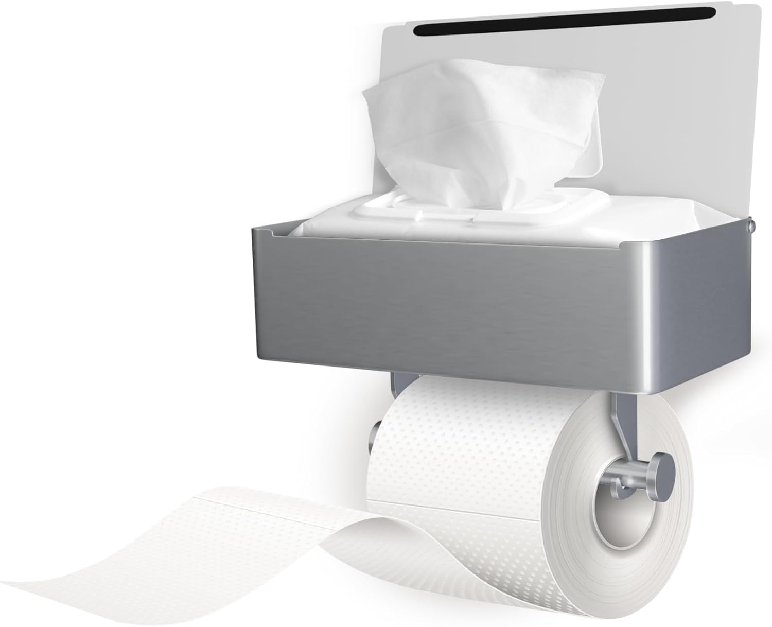 KYGUY – Soporte de papel higiénico de acero inoxidable – Moderno portarrollos – Dispensador de papel higiénico de montaje en pared – Soporte TP para