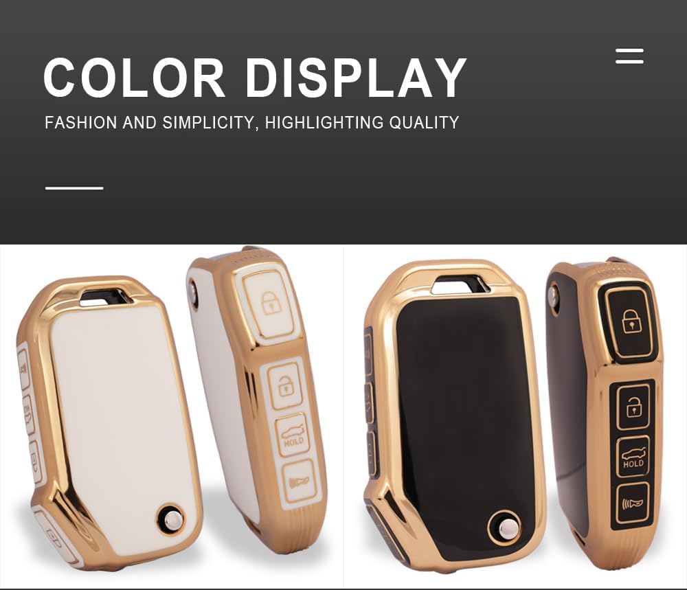 ontto Chaqueta de 4 botones para llave plegable Kia Flip, funda suave y duradera para llave de automóvil de TPU para Kia Seltos Forte Sportage