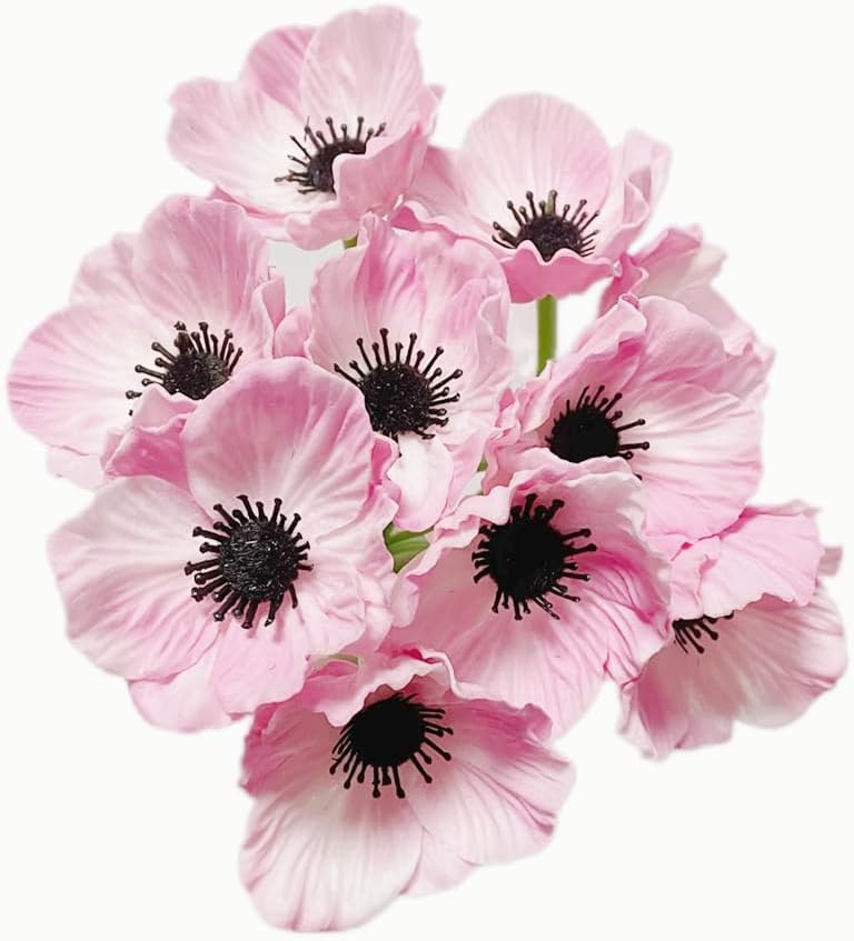 10 ramos de flores artificiales de 11 pulgadas, flores de amapola, no se decoloran, flores silvestres falsas de poliuretano para mesa de cocina,