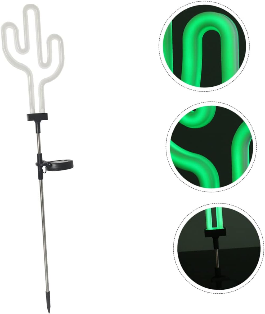 OSALADI 1 pieza de cactus neón luz solar jardín decoraciones flamenco luz flamenco playa bola camino luz solar flamenco paisaje lámpara cactus metal