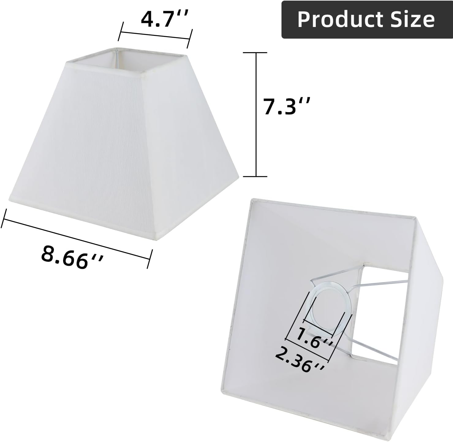 Juego de 2 pantallas de lámpara para lámparas de mesa y lámparas de pared. Pantallas de lámpara cuadradas cónicas de 4.5 pulgadas superior x 9